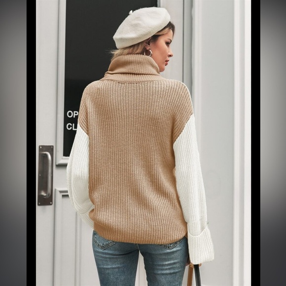 Simplee Turtleneck  Chunky Color Block Sweater - Picture 4 of 9